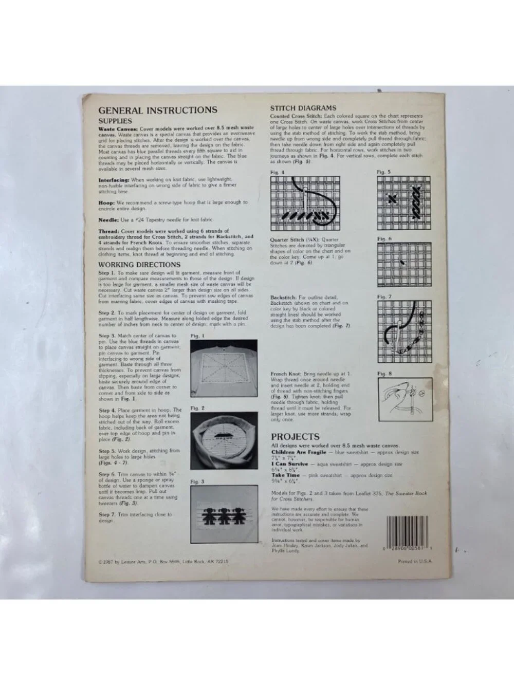 Momma Says In Waste Canvas Cross Stitch Instruction Book 4 By Figi Graphics